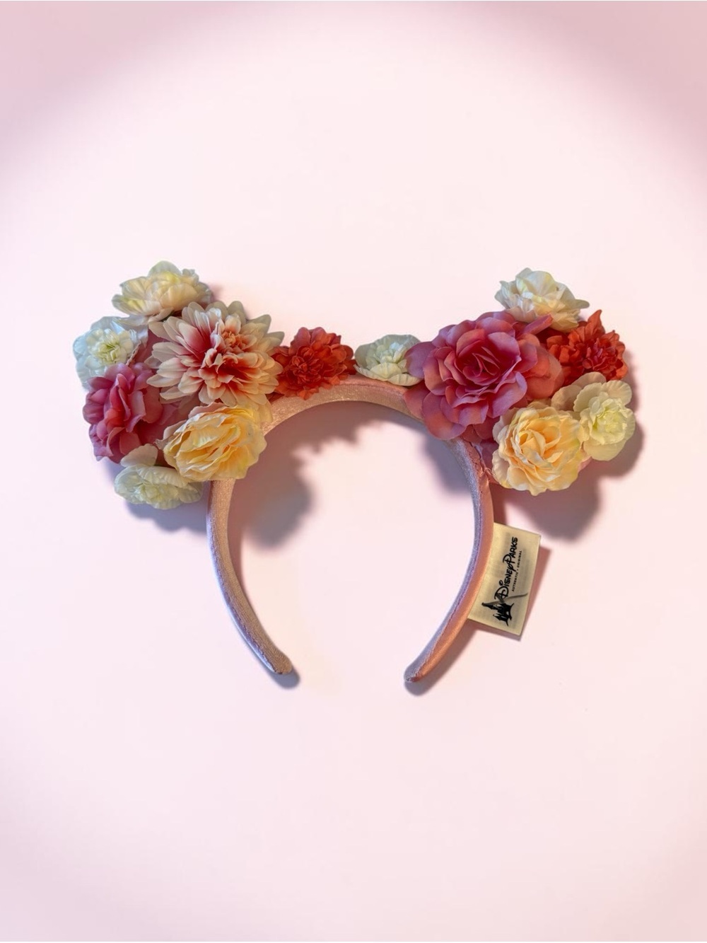 Disney Minnie Mouse Floral Pink and Yellow Flower Ears Headband